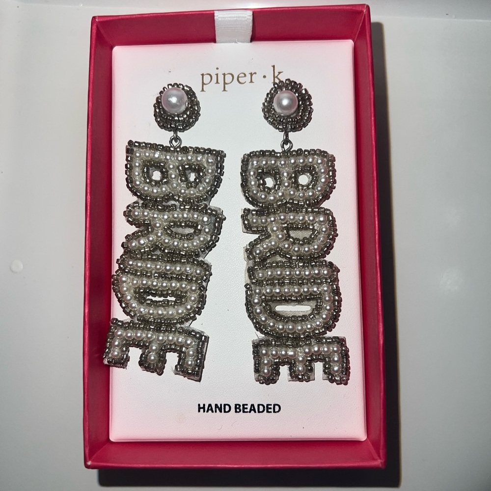 Piper K Silver 'BRIDE' Earrings